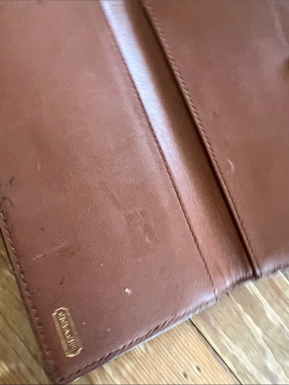 Coach Brown Leather Card & Key Holder with Gold Logo